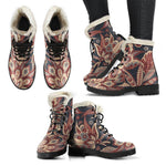 Brown Floral Bohemian Pattern Print Comfy Boots GearFrost