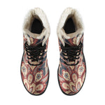 Brown Floral Bohemian Pattern Print Comfy Boots GearFrost