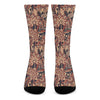 Brown Floral Bohemian Pattern Print Crew Socks