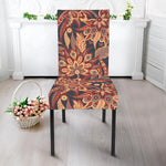 Brown Floral Bohemian Pattern Print Dining Chair Slipcover