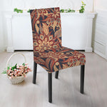 Brown Floral Bohemian Pattern Print Dining Chair Slipcover
