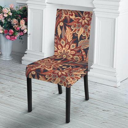 Brown Floral Bohemian Pattern Print Dining Chair Slipcover