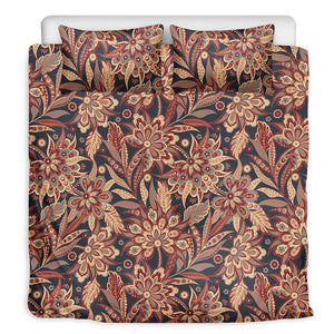 Brown Floral Bohemian Pattern Print Duvet Cover Bedding Set