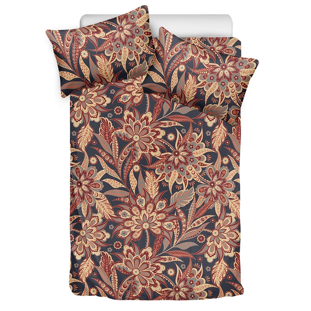 Brown Floral Bohemian Pattern Print Duvet Cover Bedding Set