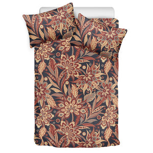 Brown Floral Bohemian Pattern Print Duvet Cover Bedding Set