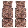 Brown Floral Bohemian Pattern Print Front and Back Car Floor Mats