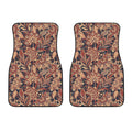 Brown Floral Bohemian Pattern Print Front Car Floor Mats