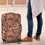 Brown Floral Bohemian Pattern Print Luggage Cover GearFrost