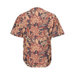 Brown Floral Bohemian Pattern Print Men's Baseball Jersey