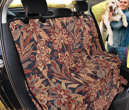 Brown Floral Bohemian Pattern Print Pet Car Back Seat Cover