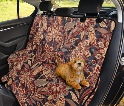 Brown Floral Bohemian Pattern Print Pet Car Back Seat Cover