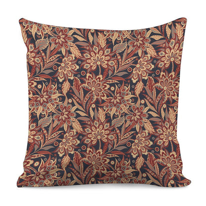 Brown Floral Bohemian Pattern Print Pillow Cover