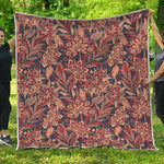 Brown Floral Bohemian Pattern Print Quilt