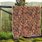 Brown Floral Bohemian Pattern Print Quilt
