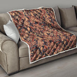 Brown Floral Bohemian Pattern Print Quilt