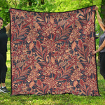Brown Floral Bohemian Pattern Print Quilt