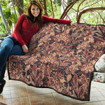 Brown Floral Bohemian Pattern Print Quilt