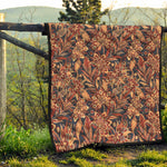 Brown Floral Bohemian Pattern Print Quilt