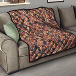 Brown Floral Bohemian Pattern Print Quilt
