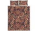 Brown Floral Bohemian Pattern Print Quilt Bed Set