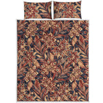 Brown Floral Bohemian Pattern Print Quilt Bed Set