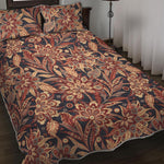 Brown Floral Bohemian Pattern Print Quilt Bed Set