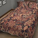 Brown Floral Bohemian Pattern Print Quilt Bed Set