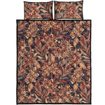 Brown Floral Bohemian Pattern Print Quilt Bed Set