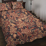 Brown Floral Bohemian Pattern Print Quilt Bed Set