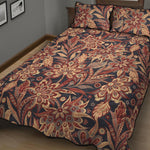 Brown Floral Bohemian Pattern Print Quilt Bed Set