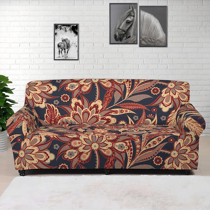 Brown Floral Bohemian Pattern Print Sofa Cover