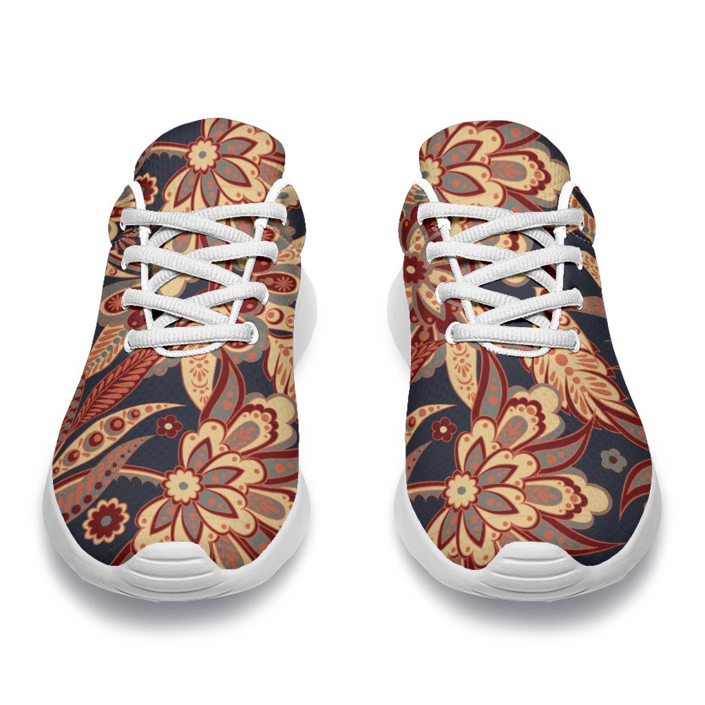 Brown Floral Bohemian Pattern Print Sport Shoes GearFrost