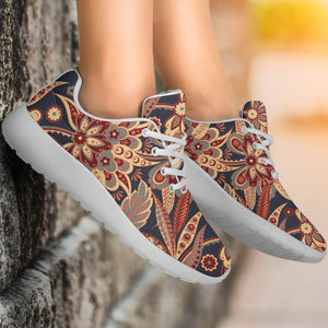 Brown Floral Bohemian Pattern Print Sport Shoes GearFrost