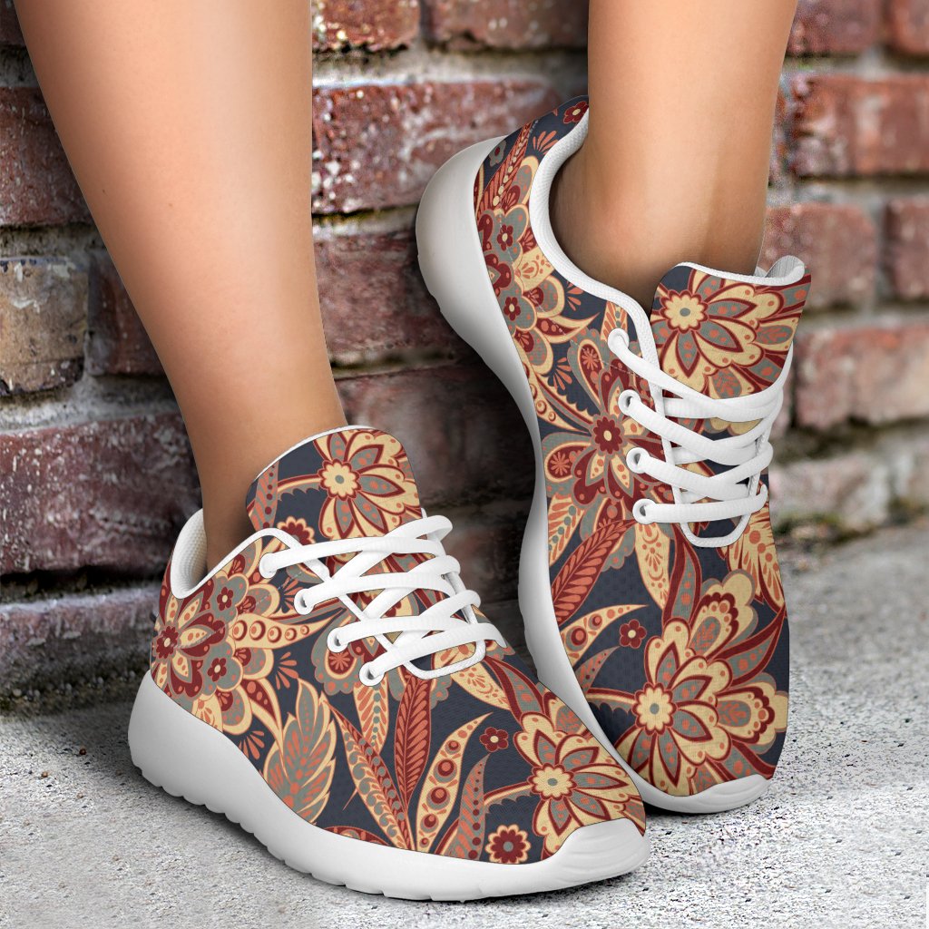 Brown Floral Bohemian Pattern Print Sport Shoes GearFrost