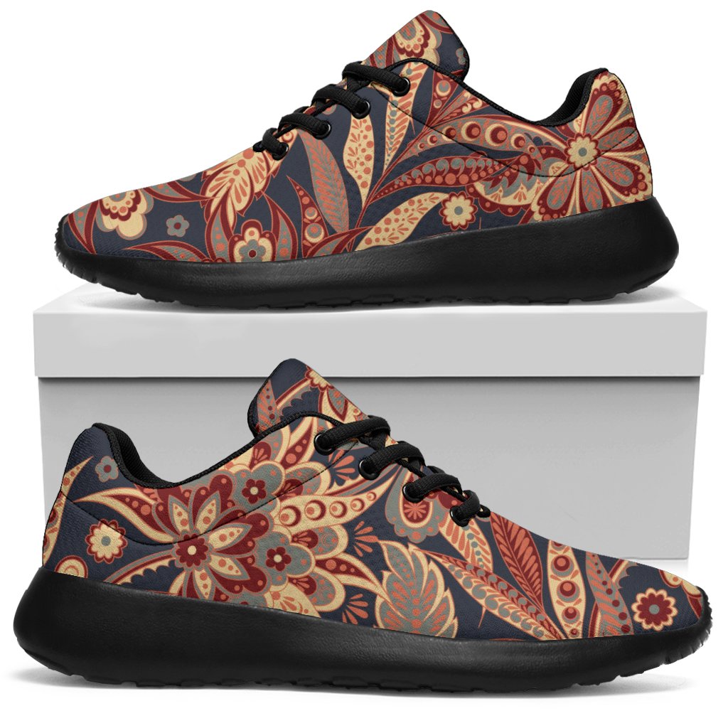 Brown Floral Bohemian Pattern Print Sport Shoes GearFrost