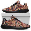 Brown Floral Bohemian Pattern Print Walking Shoes