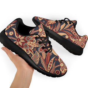 Brown Floral Bohemian Pattern Print Sport Shoes GearFrost