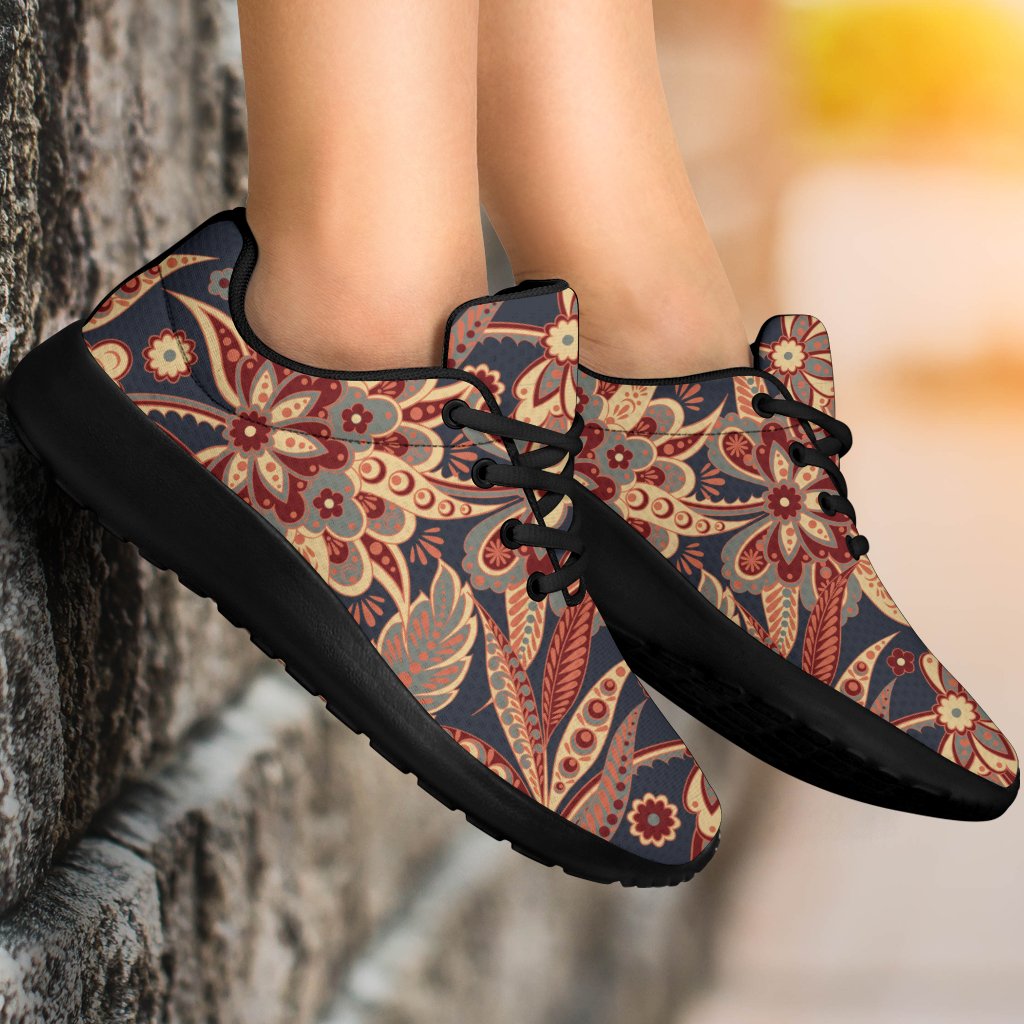 Brown Floral Bohemian Pattern Print Sport Shoes GearFrost