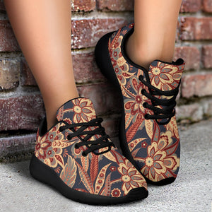 Brown Floral Bohemian Pattern Print Sport Shoes GearFrost