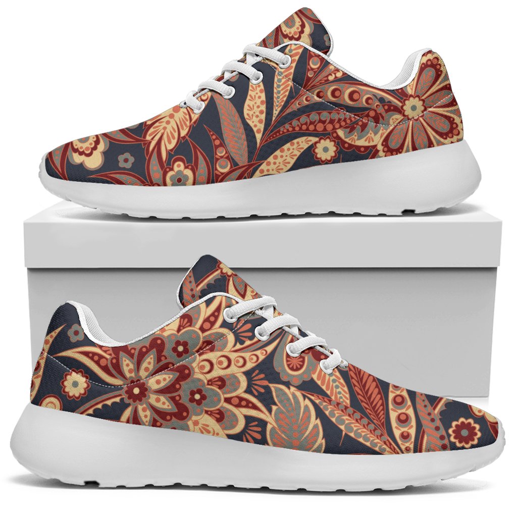 Brown Floral Bohemian Pattern Print Sport Shoes GearFrost