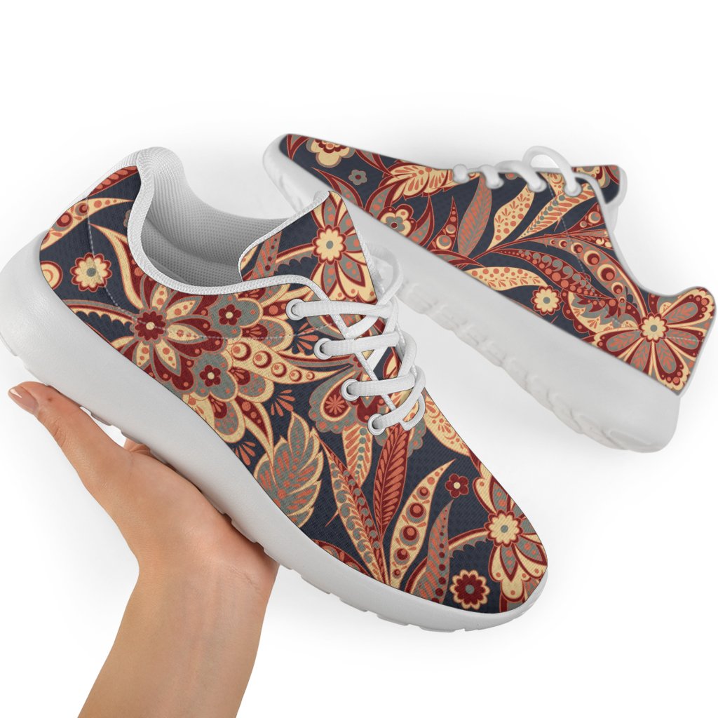 Brown Floral Bohemian Pattern Print Sport Shoes GearFrost