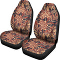 Brown Floral Bohemian Pattern Print Universal Fit Car Seat Covers