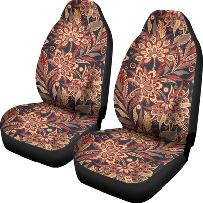 Brown Floral Bohemian Pattern Print Universal Fit Car Seat Covers