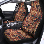 Brown Floral Bohemian Pattern Print Universal Fit Car Seat Covers