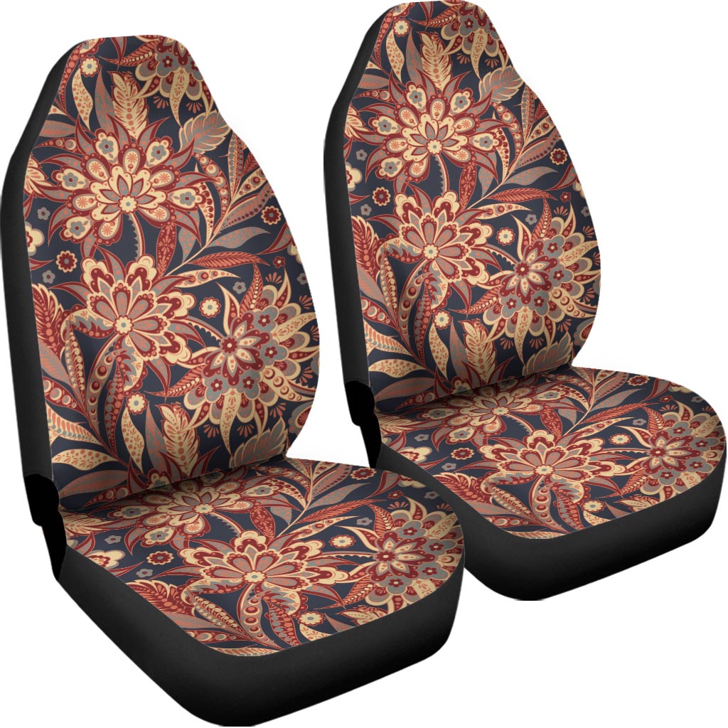 Brown Floral Bohemian Pattern Print Universal Fit Car Seat Covers