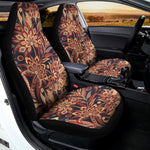 Brown Floral Bohemian Pattern Print Universal Fit Car Seat Covers