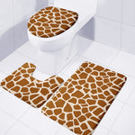 Brown Giraffe Pattern Print 3 Piece Bath Mat Set