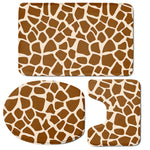 Brown Giraffe Pattern Print 3 Piece Bath Mat Set