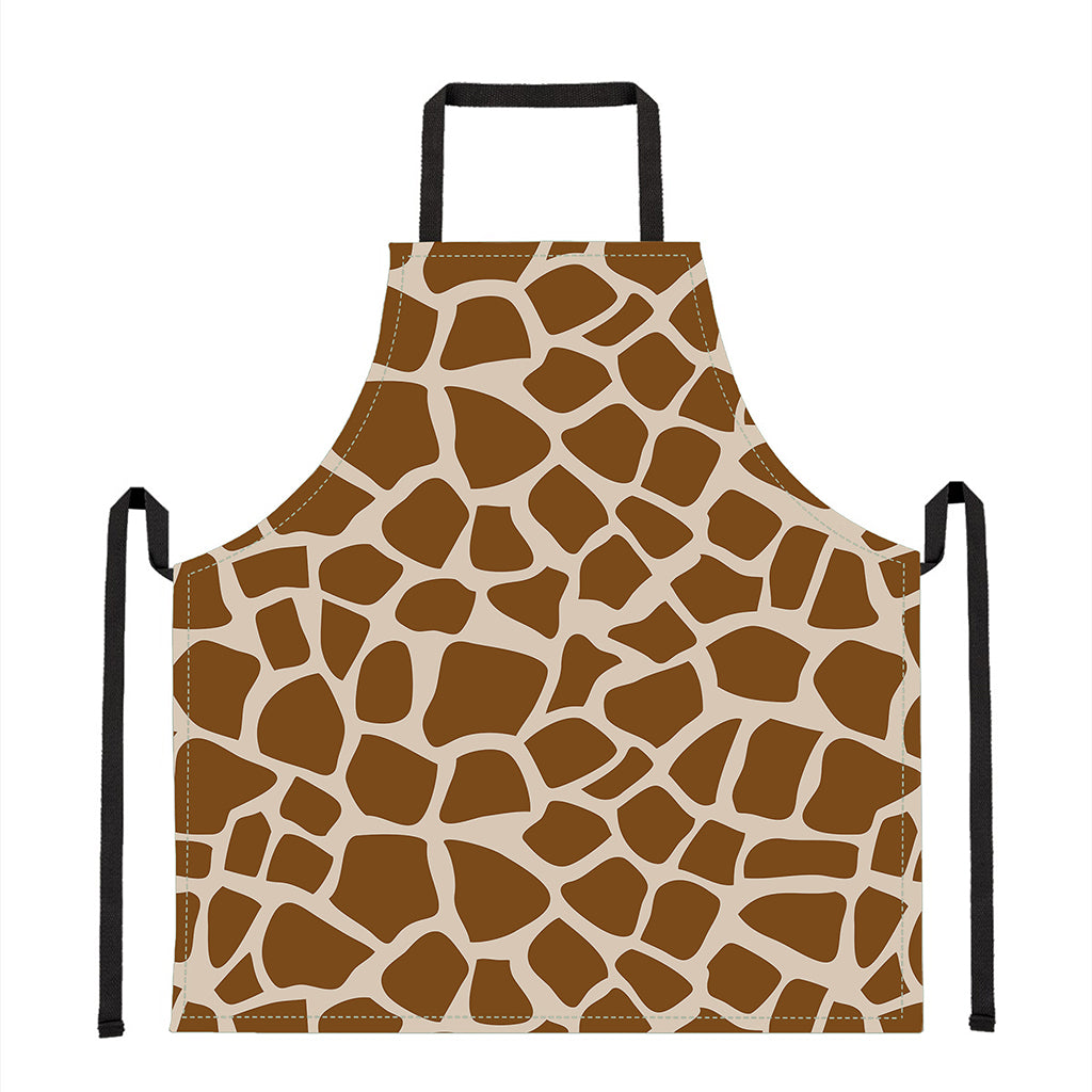 Brown Giraffe Pattern Print Apron