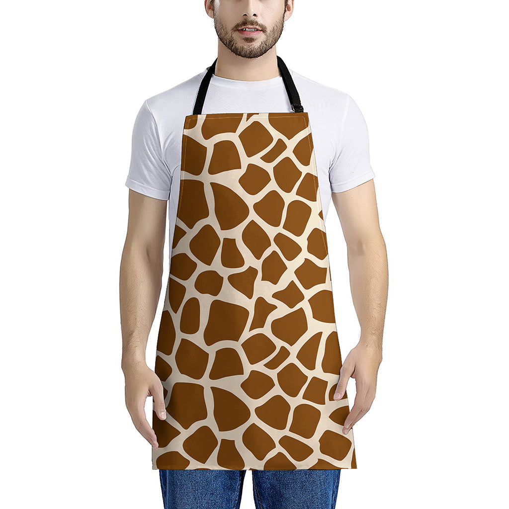 Brown Giraffe Pattern Print Apron